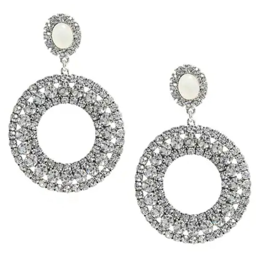 Banana Republic Brilliant CRYSTAL WREATH Opal Circle Drop EARRINGS NWT 68